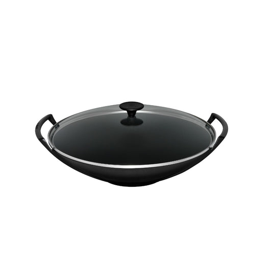 Le Creuset , Wok c.cop.vetro 36cm , Black