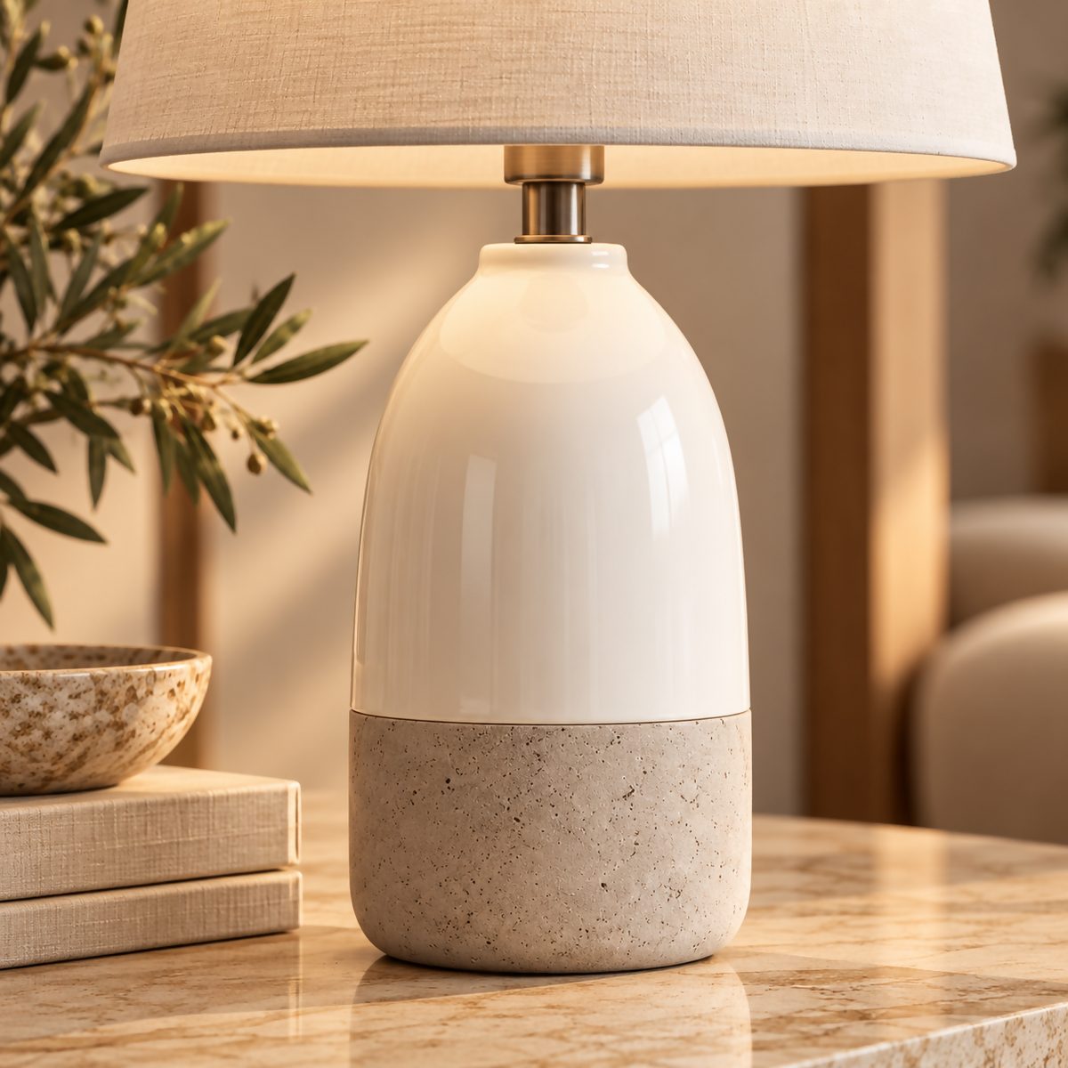 Elara Ceramic & Stone Table Lamp | TL-030-2