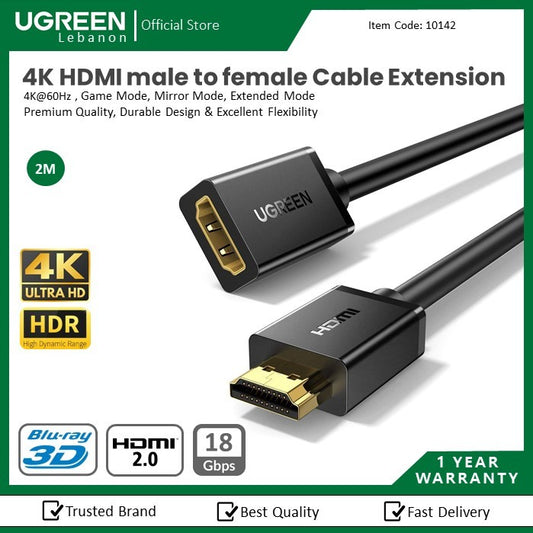 Ugreen, 4K Hdmi Male To Female Cable, Premium Quality, Durable Design & Excellent Flexibility Ugreen Hd107 - 10142