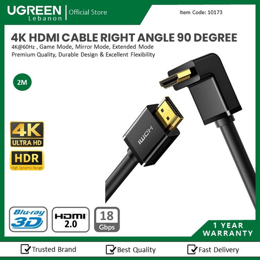 Ugreen, 4K Hdmi Cable Right Angle 90 Degree Ugreen Hd103 - 10173