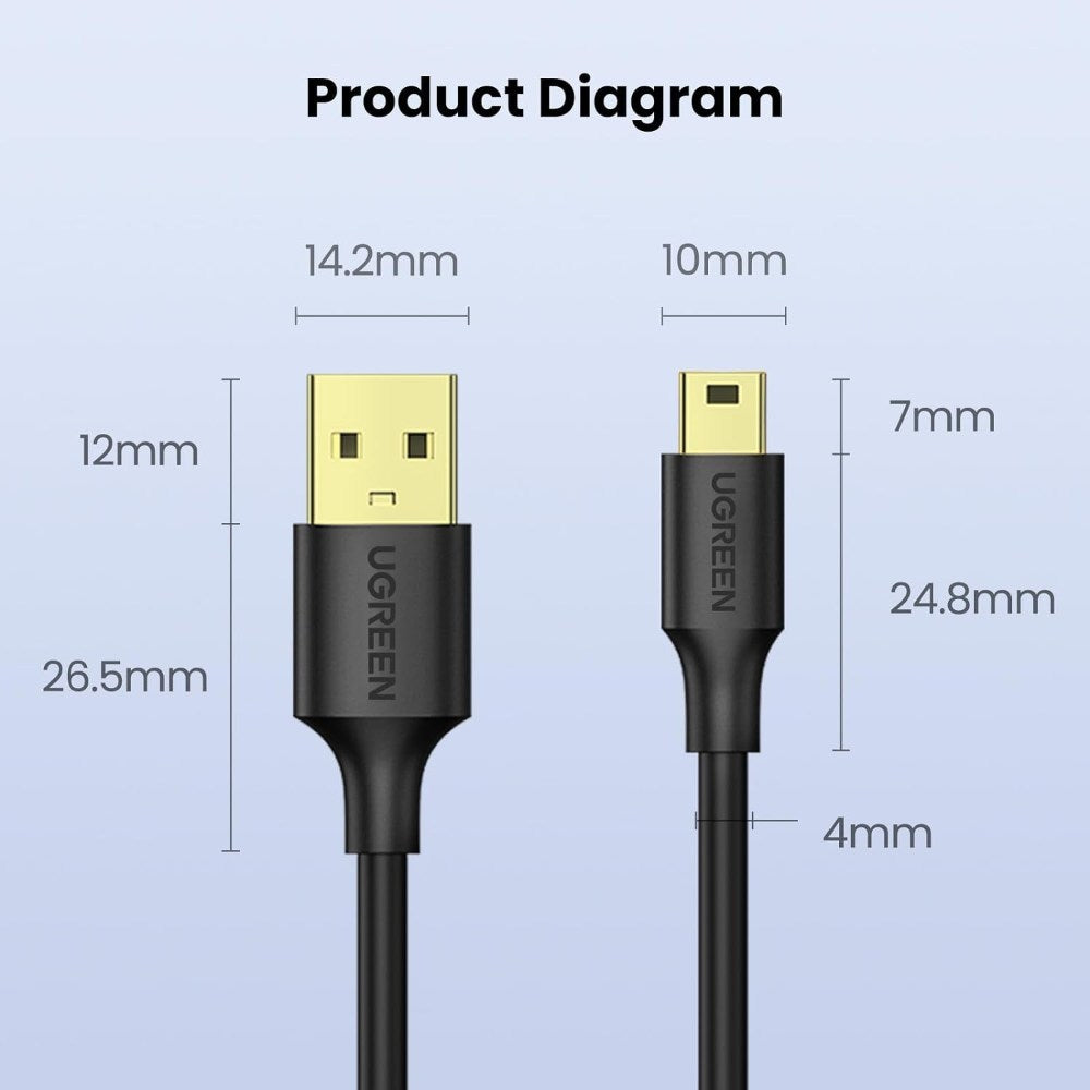 Ugreen, Usb 2.0 A Male To Mini Usb 5Pin Male Cable Ugreen Us132 - 10355 - 30472