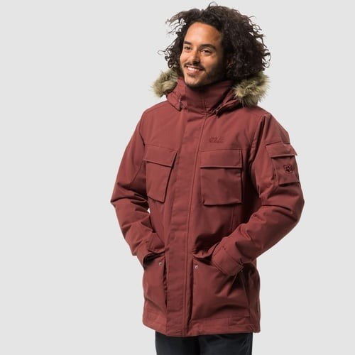 Jack Wolfskin, Men Waterproof Glacier Canyon Winter Casual Parka Hardshell Jacket Redwood, Available in Different Sizes