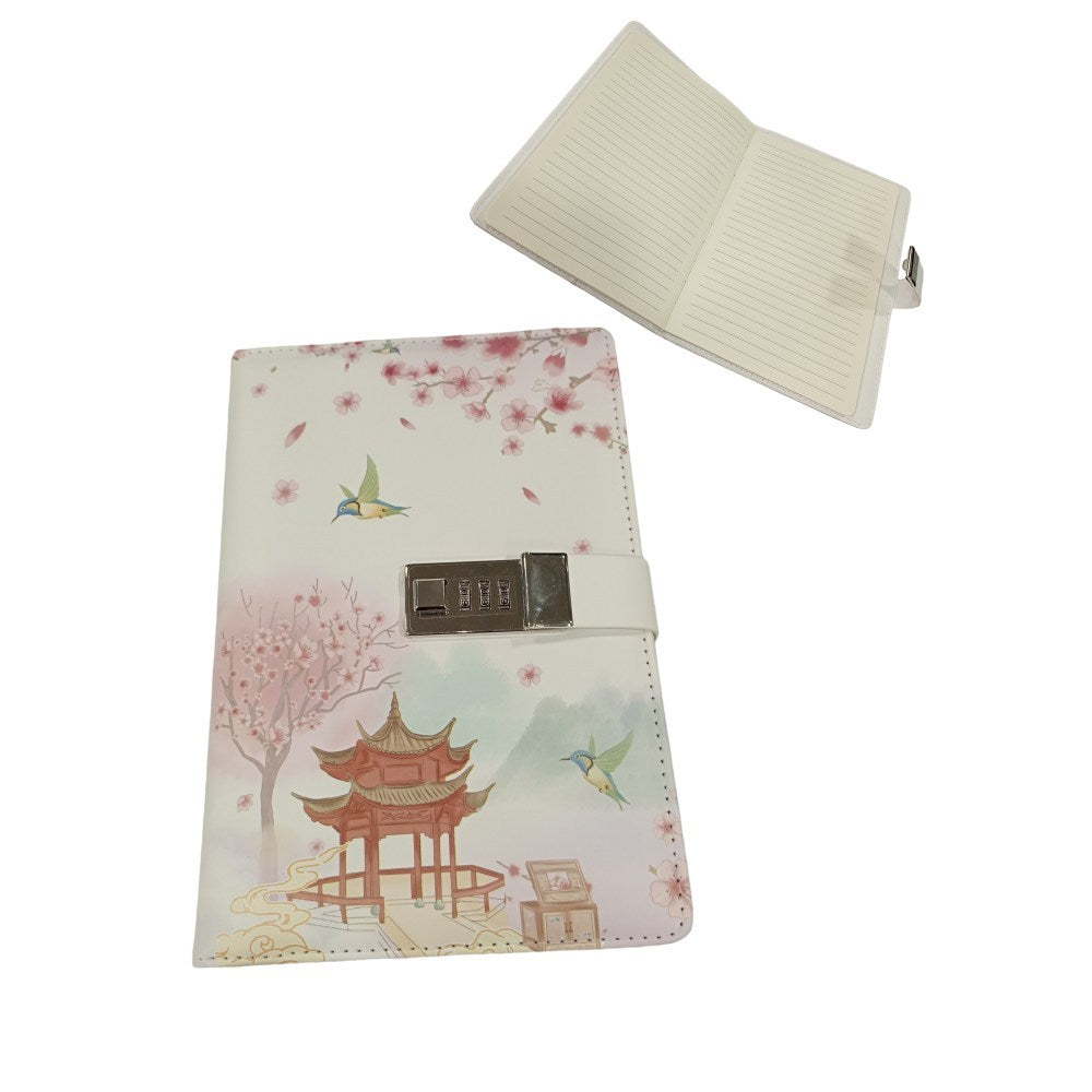Mascube, Note Book 80sh Lined With Lock Design 22x14.5cm # Gjb2214