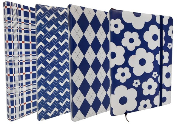 Mascube, Notebook A5 Lined W/Elastic Assorted Designs 120 Sheets-80Gr#Cpnb07-06 White& Blue