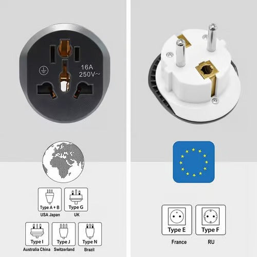 Universal EU Converter EU Adapter 2 Round Pin Socket AU US UK CN To EU Wall Socket AC 10A 250V Travel Adapter P1