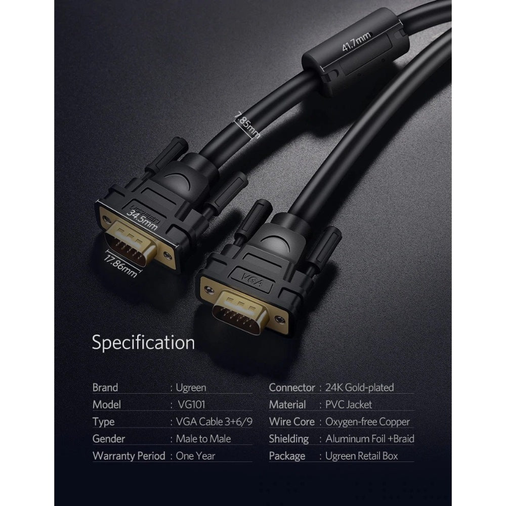 Ugreen, Vga Male To Male Cable Ugreen Vg101 - 11633 -11634 - 11635