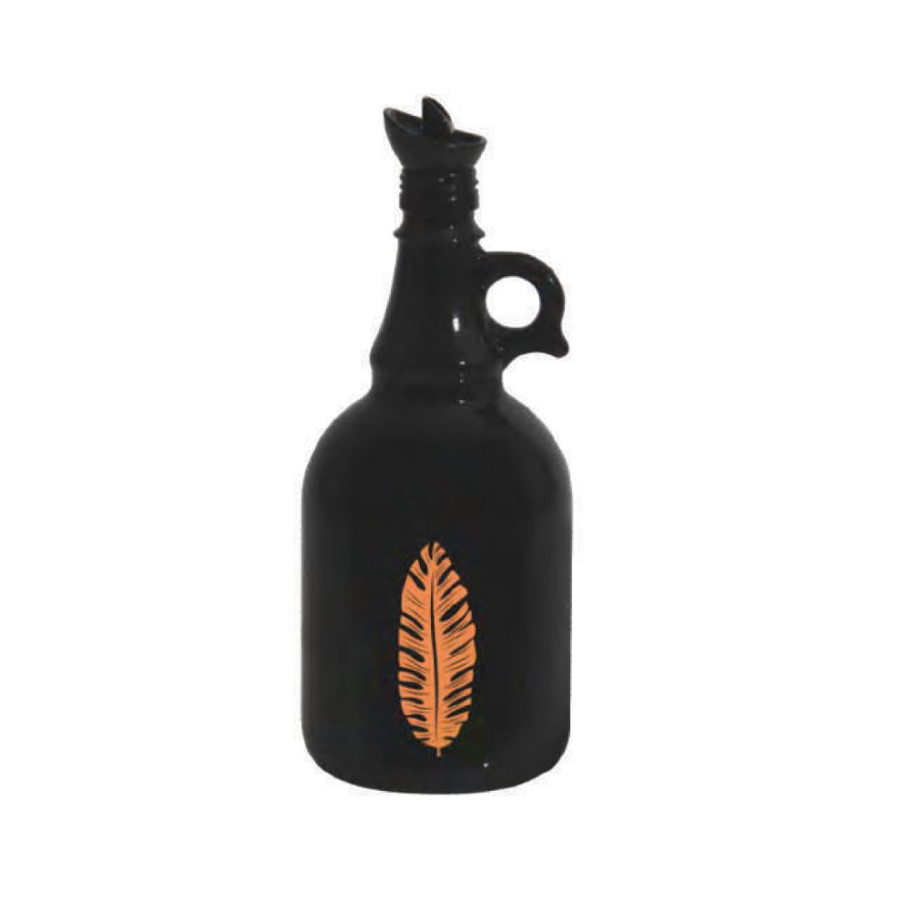 Herevin, Oil Bottle Decorated Leaf Orange Oil Bottle 1Lt, 151041-139Orange