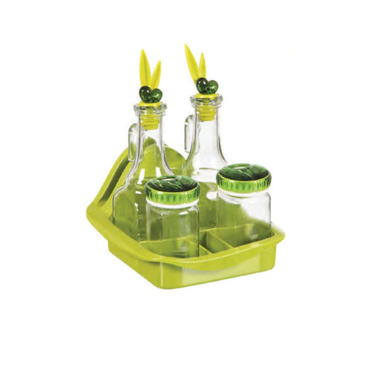 Herevin, 2 Pcs 275Cc Oil-Inegar Bottle & 2Pcs Salt Shaker 160Cc Set Green, 152080-100Green