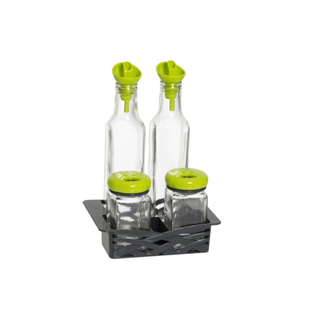 Herevin, Oil-Inegar Set 2X250Cc With Salt Shaker 2X160Cc Green, 152090-560G