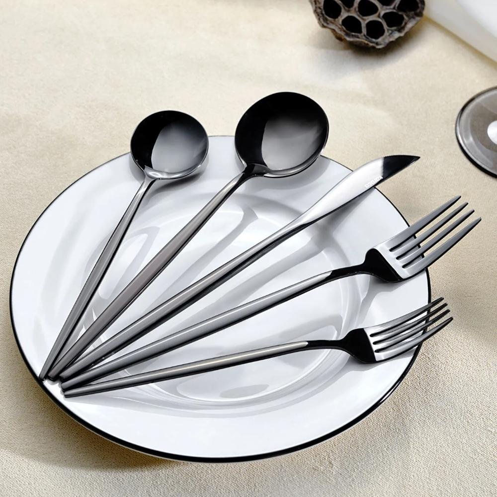 Karaca Orion 30-Piece Cutlery Set for 6 People – Black, 153.03.08.1906