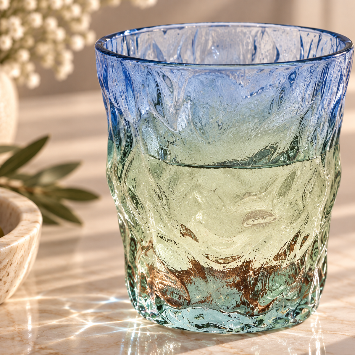 Karaca Glacier 6-Piece Beverage Glass Set 287 ml, Green/Blue, 153.03.08.4334