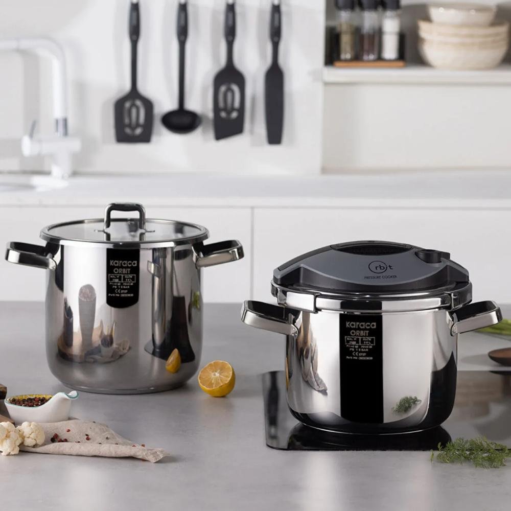 Karaca Orbit Pressure Cooker Set 6+8 L - Black, 153.09.01.3011
