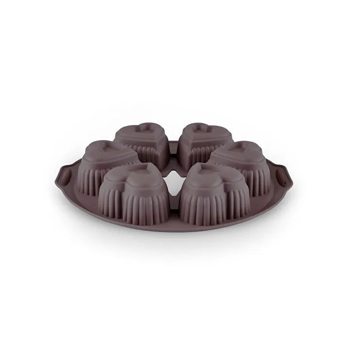 Karaca Crick Crack Harmony 6-Piece Heart-Shaped Silicone Muffin Mold, 153.09.01.6839