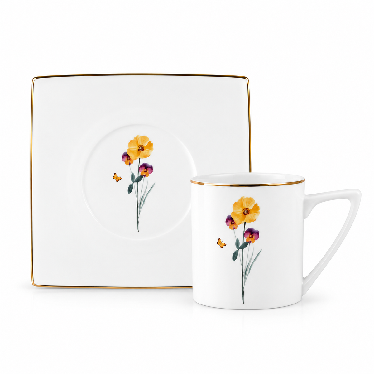 Karaca Valencia 12-Piece Cup & Saucer Set for 6 People – 190 ml, 153.09.01.7021