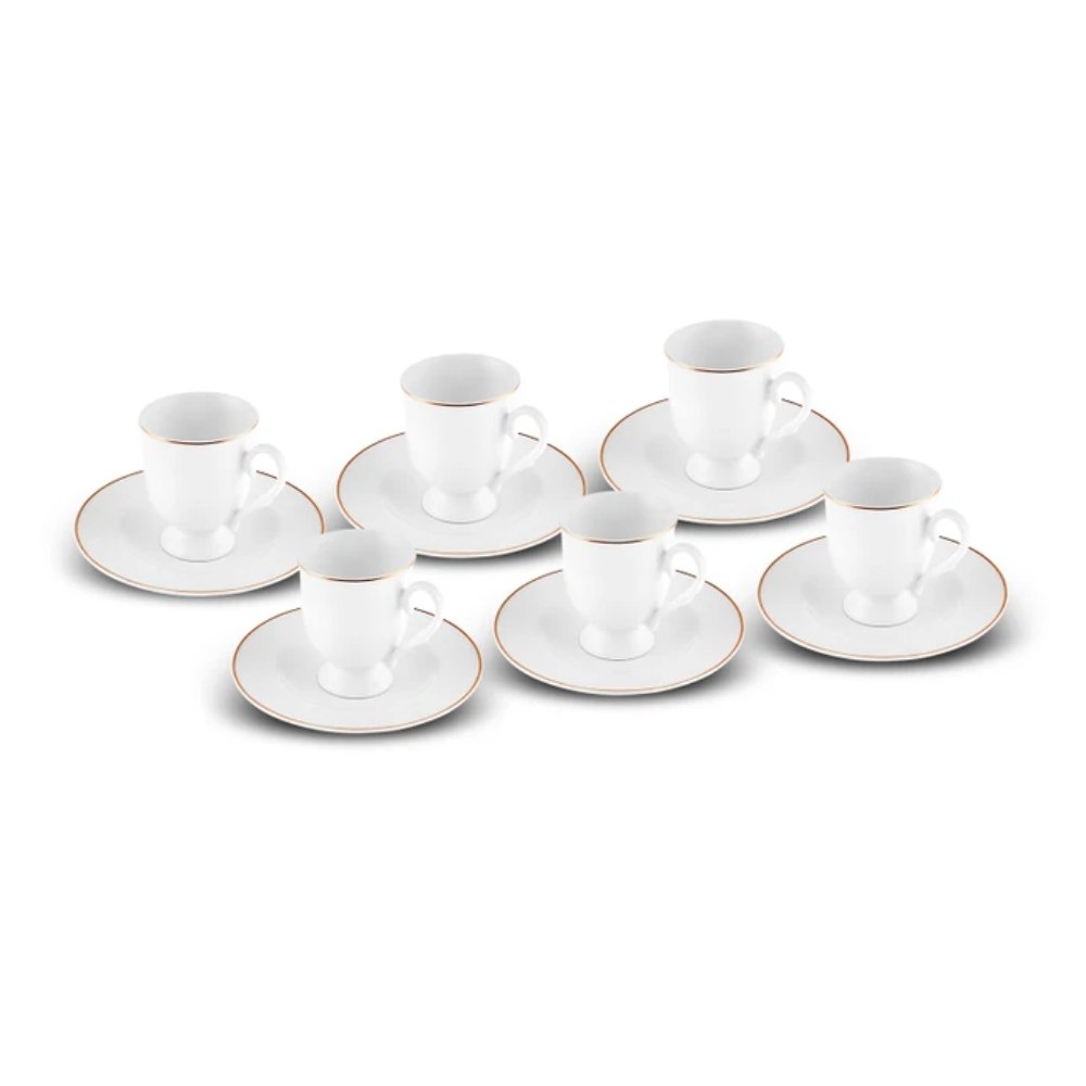 Karaca Alin 6-Piece Coffee Cup Set with Saucers 85 ml, 153.03.05.0235
