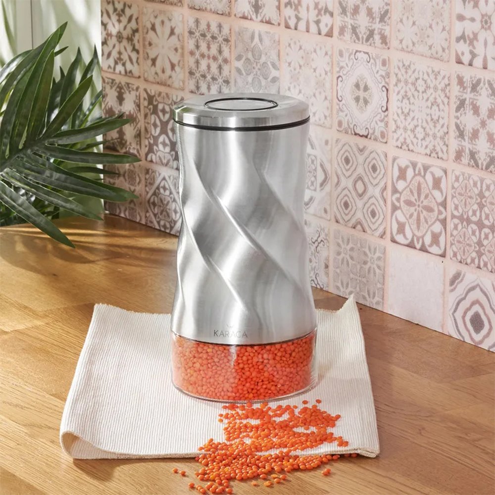 Karaca Tottori Inox Vacuum Glass Storage Container Medium, 153.03.06.4721