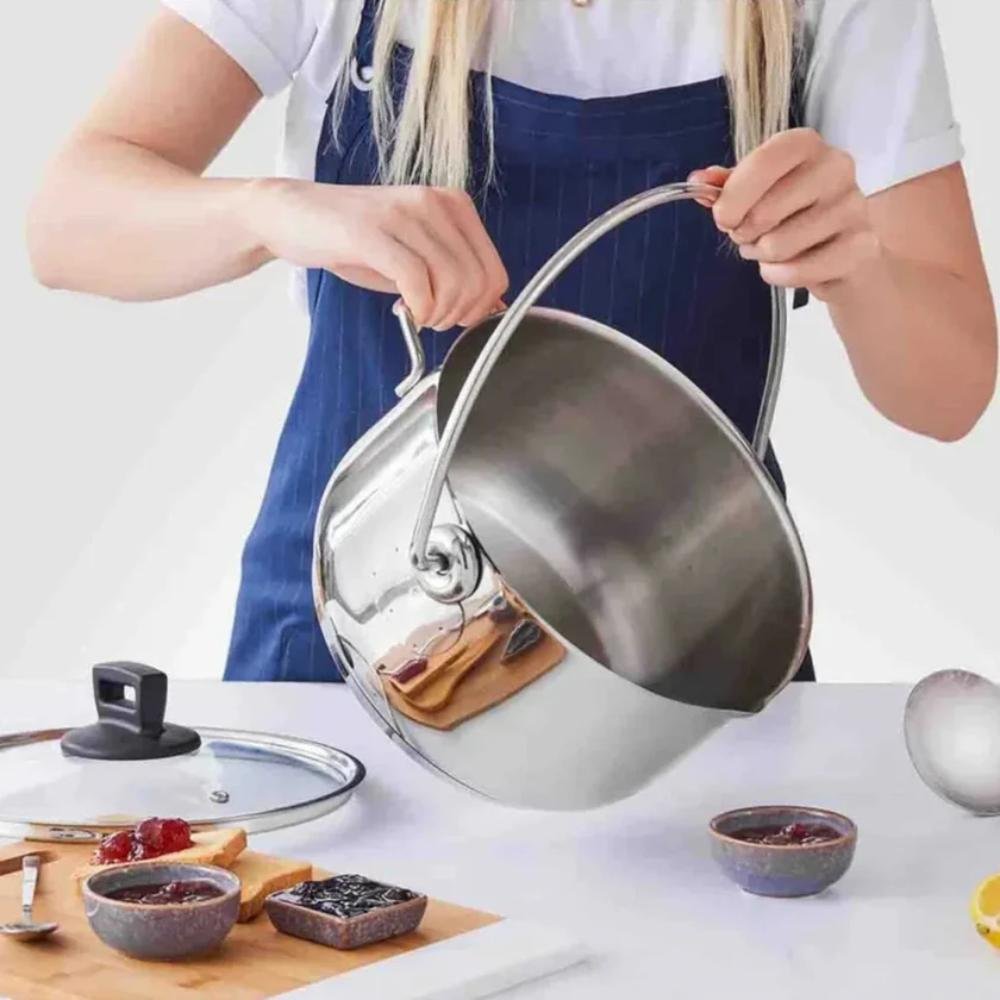Karaca Kitchen Lover Induction Base Stainless Steel Jam & Ashure Pot 28 cm – 10 L, 153.03.08.1162