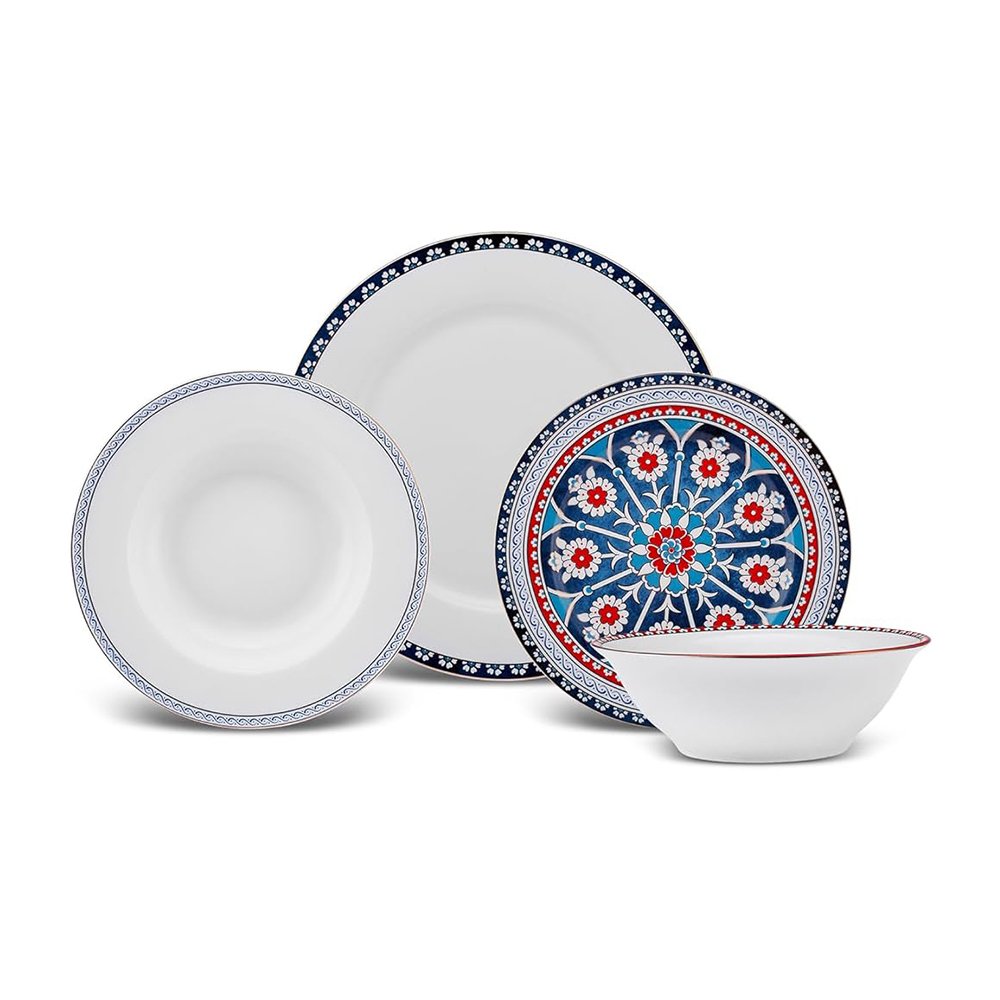 Karaca Elegance Bone Ancient Premium 24-Piece Bone Porcelain Dinner Set for 6 People - Timeless Elegant Collection, 153.09.01.1365
