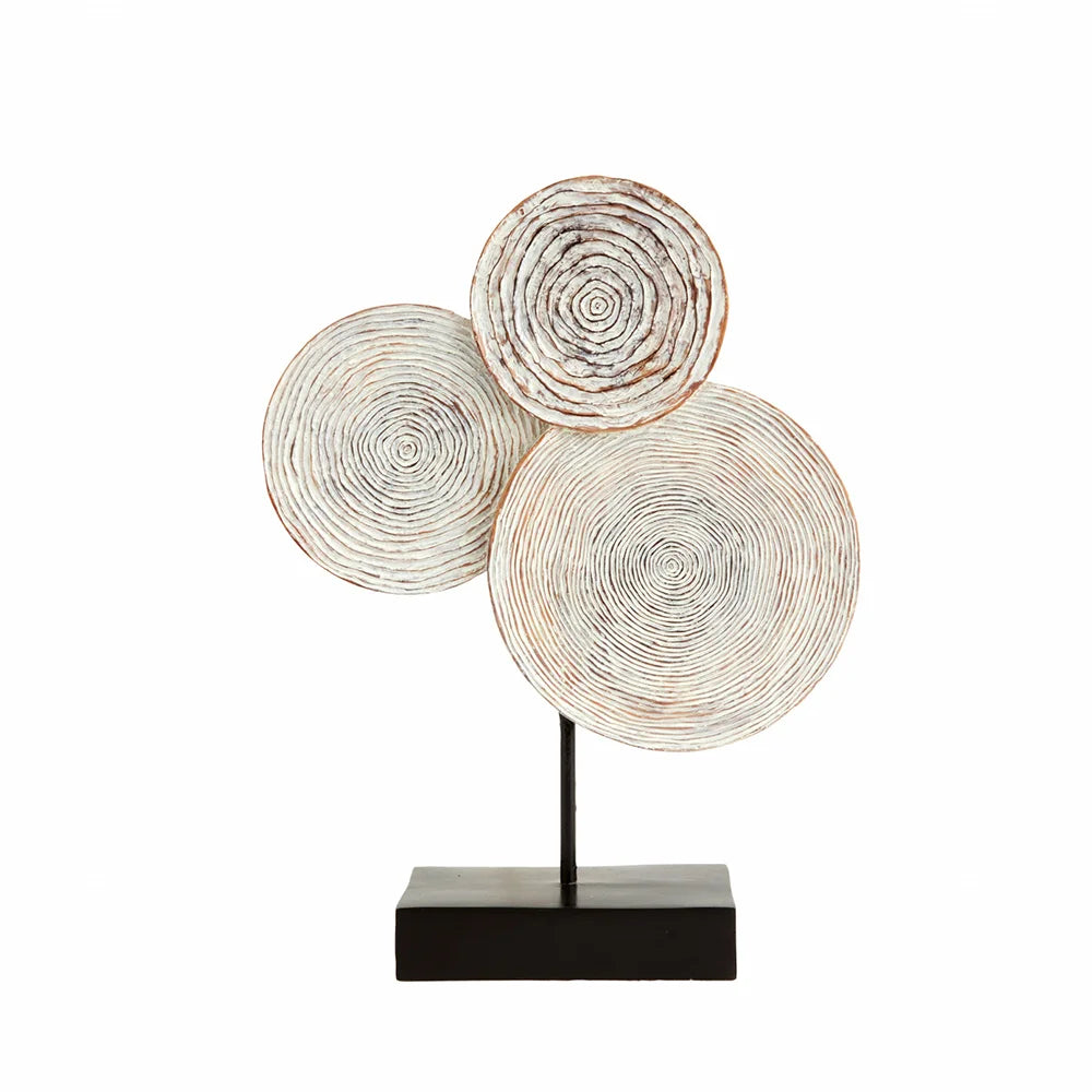 Karaca Home Emile Abstract Circle Sculpture with Stand 30 cm - Premium Stoneware Ceramic Decor, 153.09.01.2169