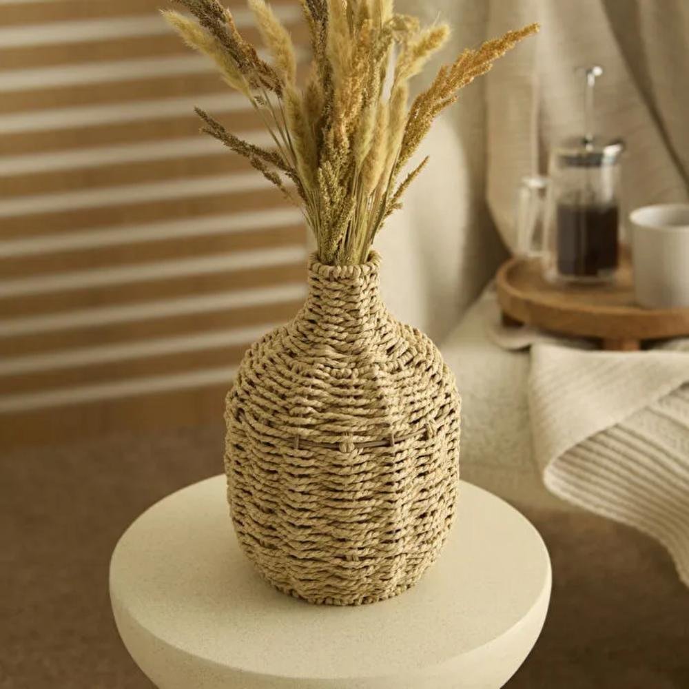Karaca Home Boho Style Natural Wicker Vase, 153.09.01.7033