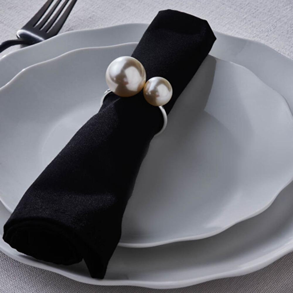 Karaca Home Pearl 2-Piece Napkin Ring Set - Silver, 153.09.01.9140