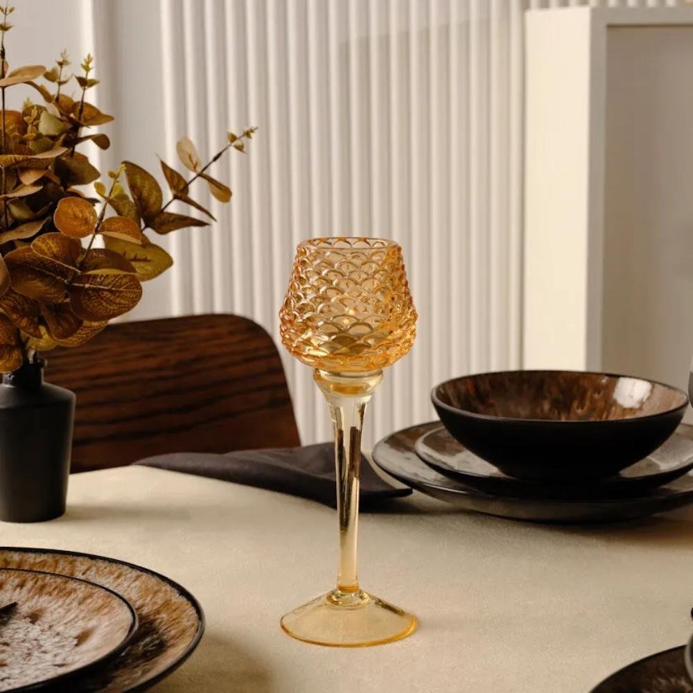 Karaca Home Pinecone Standing Candle Holder 21.5 cm – Amber, 153.09.01.9247