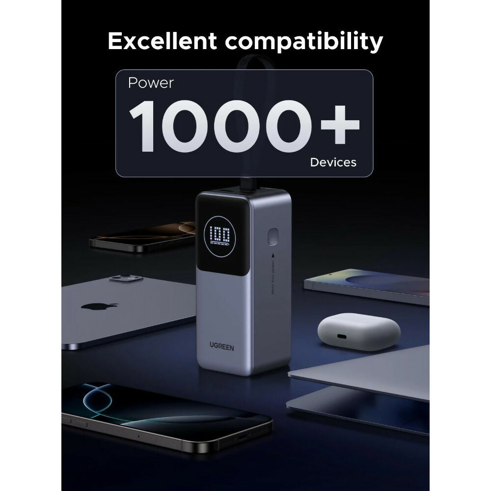 UGREEN Nexode Power Bank 130W 3 Ports 20000 mAh, Built-in USB-C Cable for Laptops, MacBooks, phones, iPads - PB723 55365B