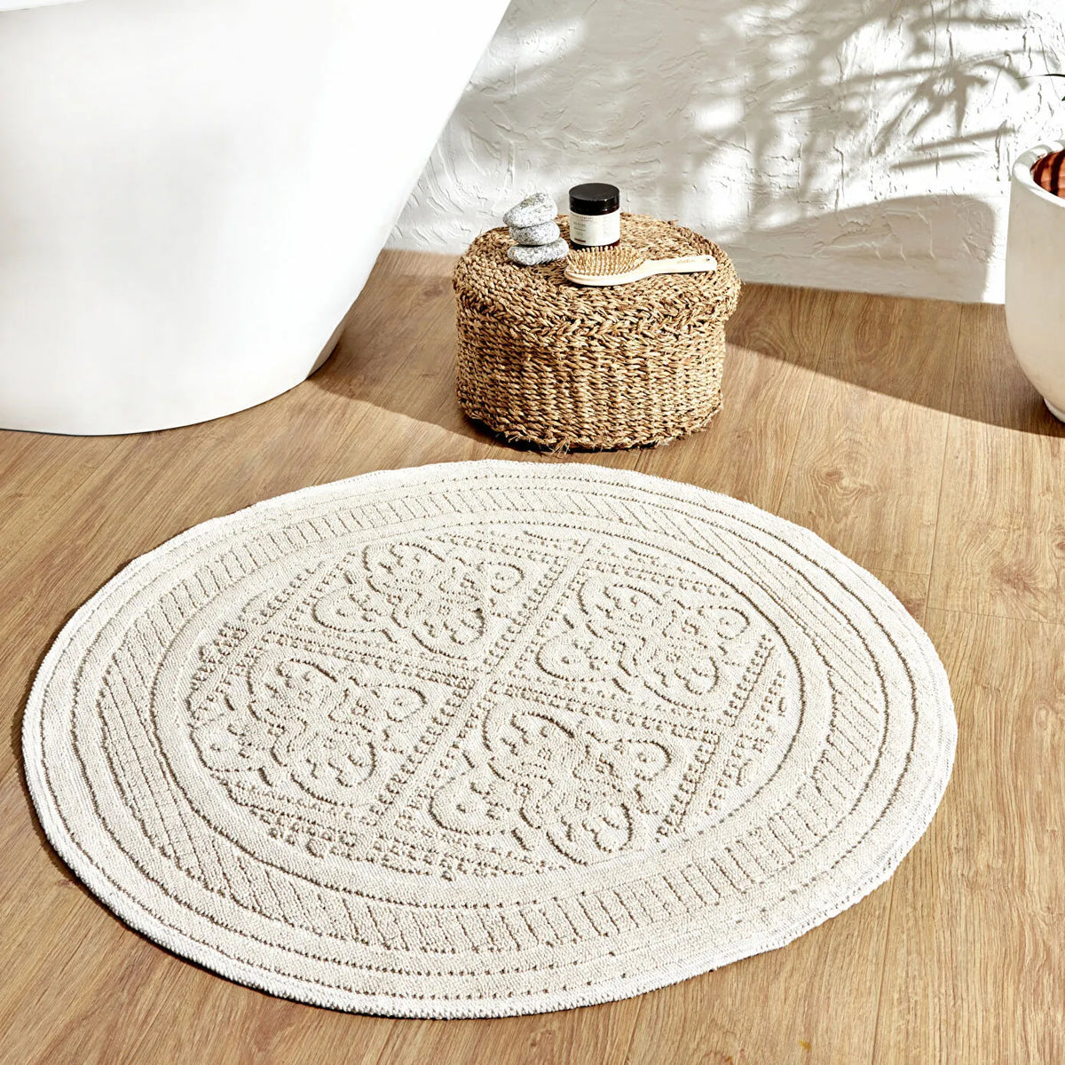 Karaca Home Vio Round Bath Mat 100 x 100 cm – Ecru, 200.22.02.0015