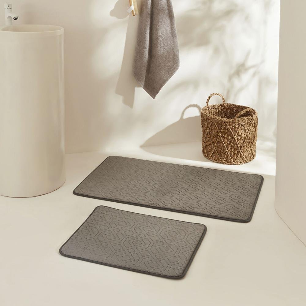 Karaca Home Figure Embos 2-Piece Bath Mat Set