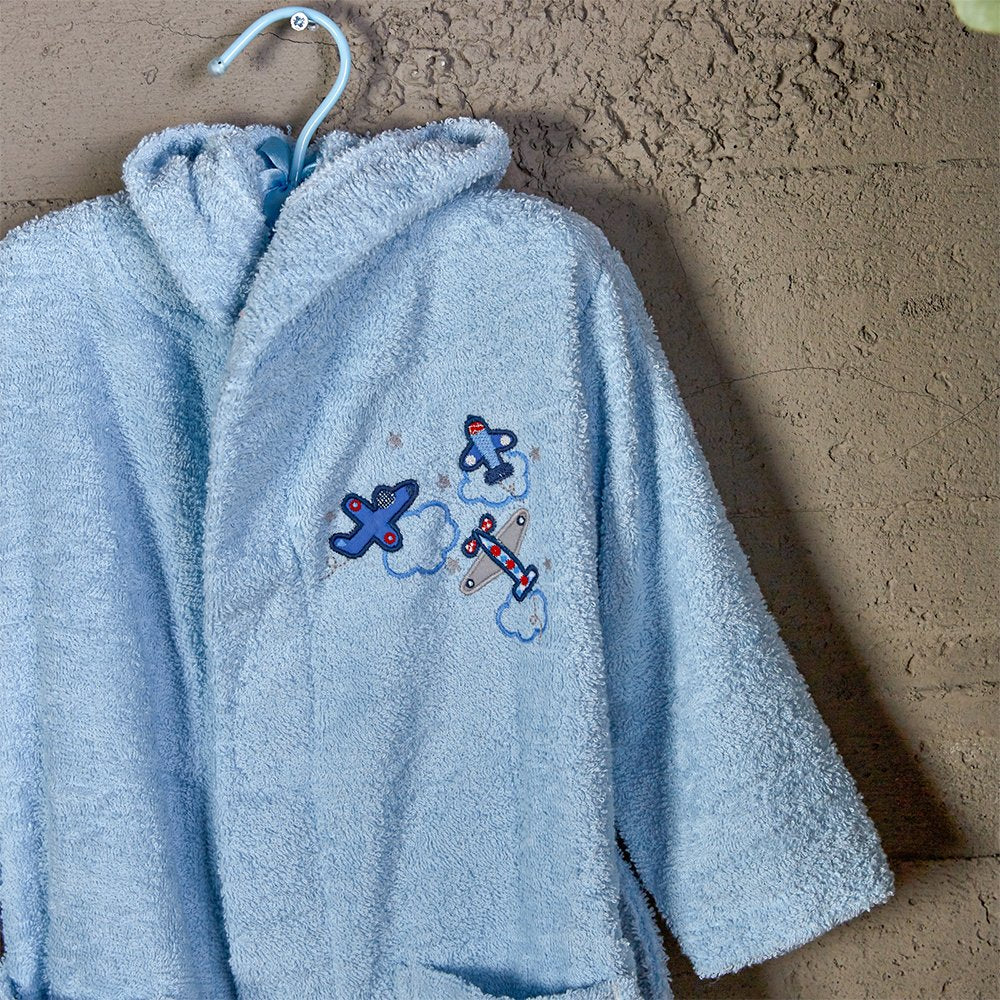 Karaca Home Airship Blue 2-4 Years Bathrobe - 100% Cotton, 200.16.01.0088
