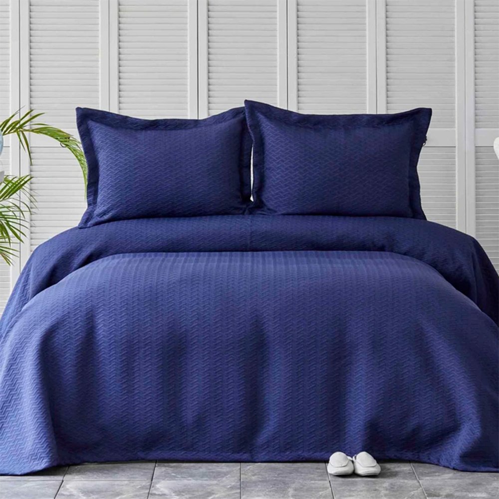 Karaca Home Charm Bold Navy Blue Double Bedspread Set, 200.17.01.0157