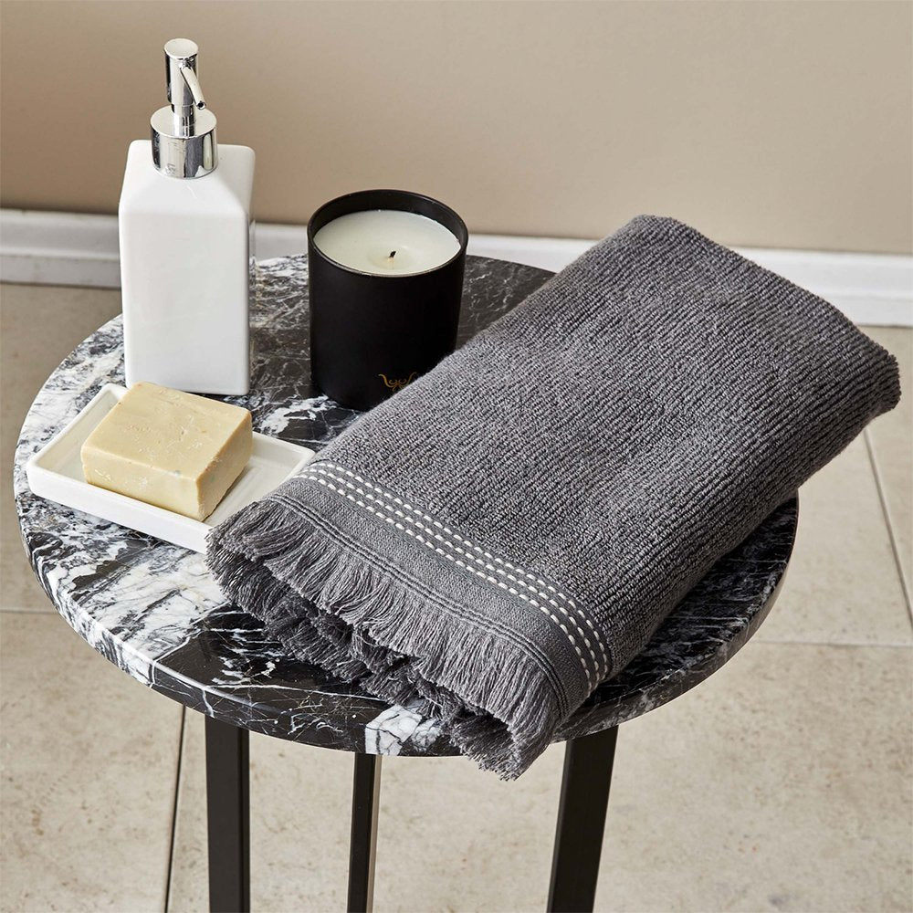 Karaca Home Softy 100% Cotton Appliqued Face Towel 50 x 90 cm – Grey, 200.19.01.0653