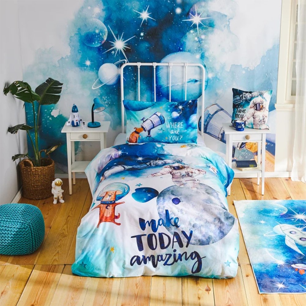 Karaca Home Young Space 100% Cotton Single Duvet Cover Set, 200.20.01.0593