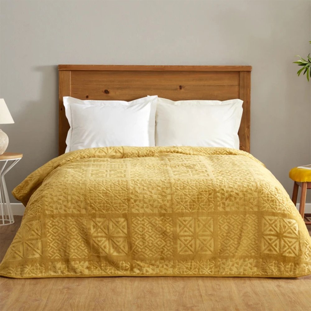 Karaca Home Blair Single Embossed Blanket 160 x 220 cm – Mustard, 200.22.05.0165