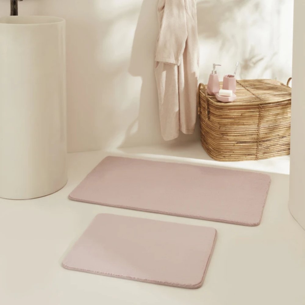 Karaca Home Feather 2-Piece Bath Mat Set - Powder, 200.22.05.0258