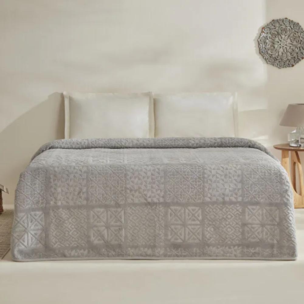 Karaca Home Blair Double Embossed Blanket 200 × 220 cm – Grey, 200.22.05.0304