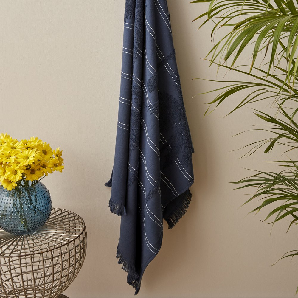 Karaca Home Denim Palm 100% Cotton Beach Towel 85 x 150 cm