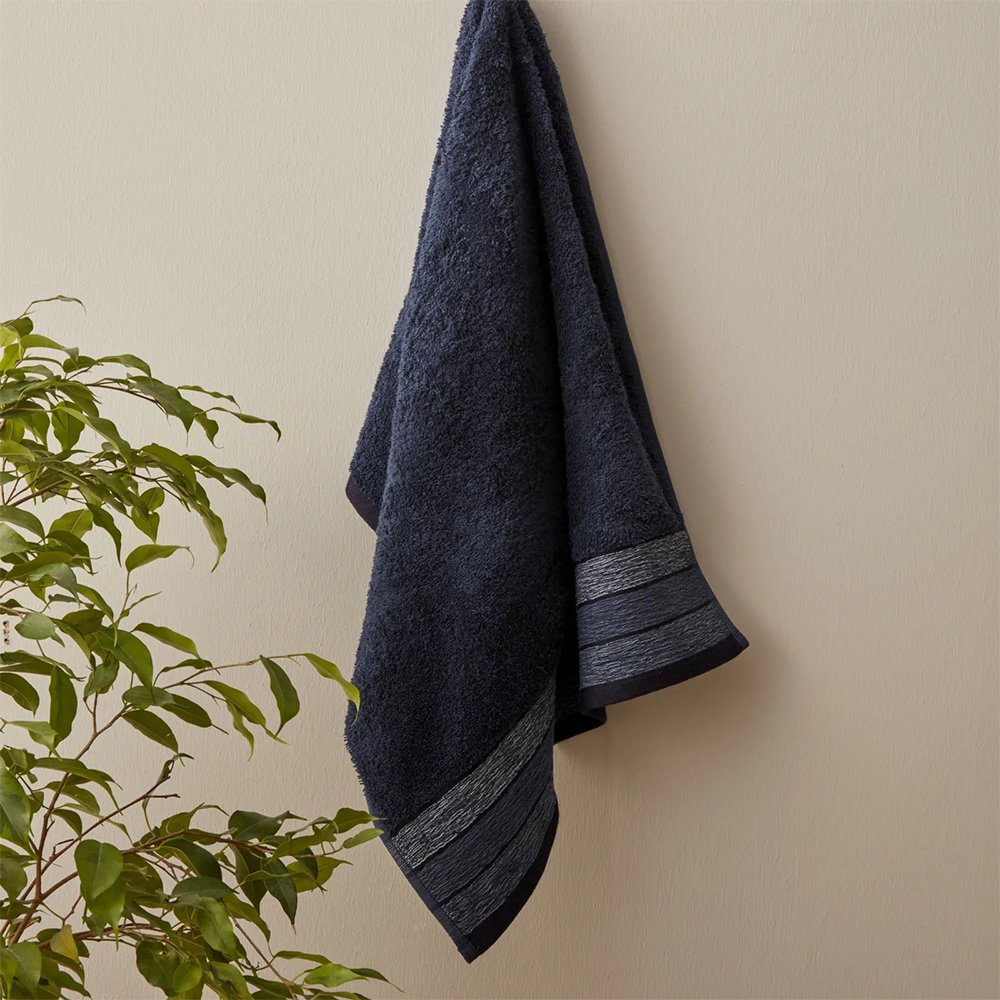 Karaca Home Denim Waves 100% Cotton Face Towels 50x90cm Blue, 200.22.14.0241