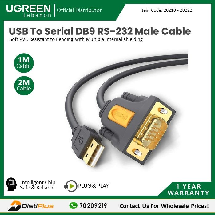 Ugreen, Usb To Serial Db9 Rs-232 Male Adapter Cable Ugreen Cr104 - 20210 - 20222