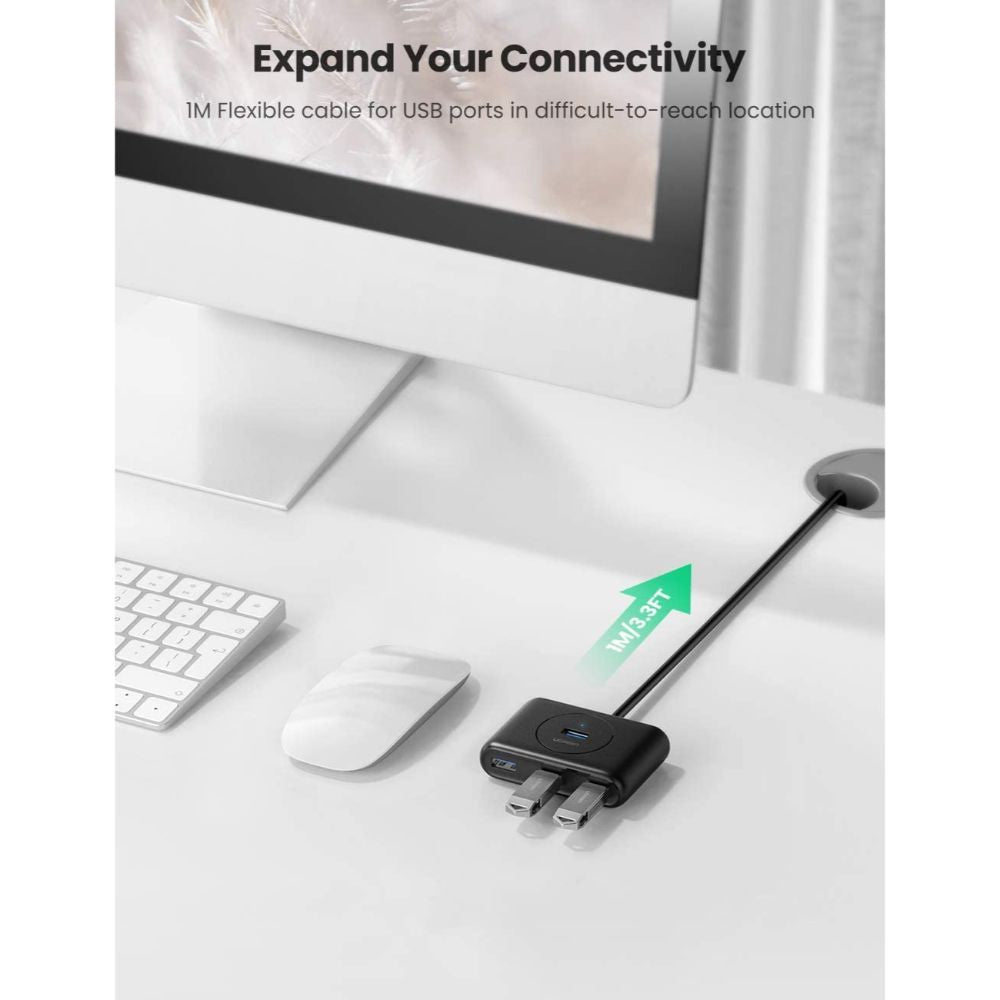 Ugreen, USB 3.0 To 4 Ports USB 3.0 Hub 1M (Data Transfer Up To 5 Gbps)