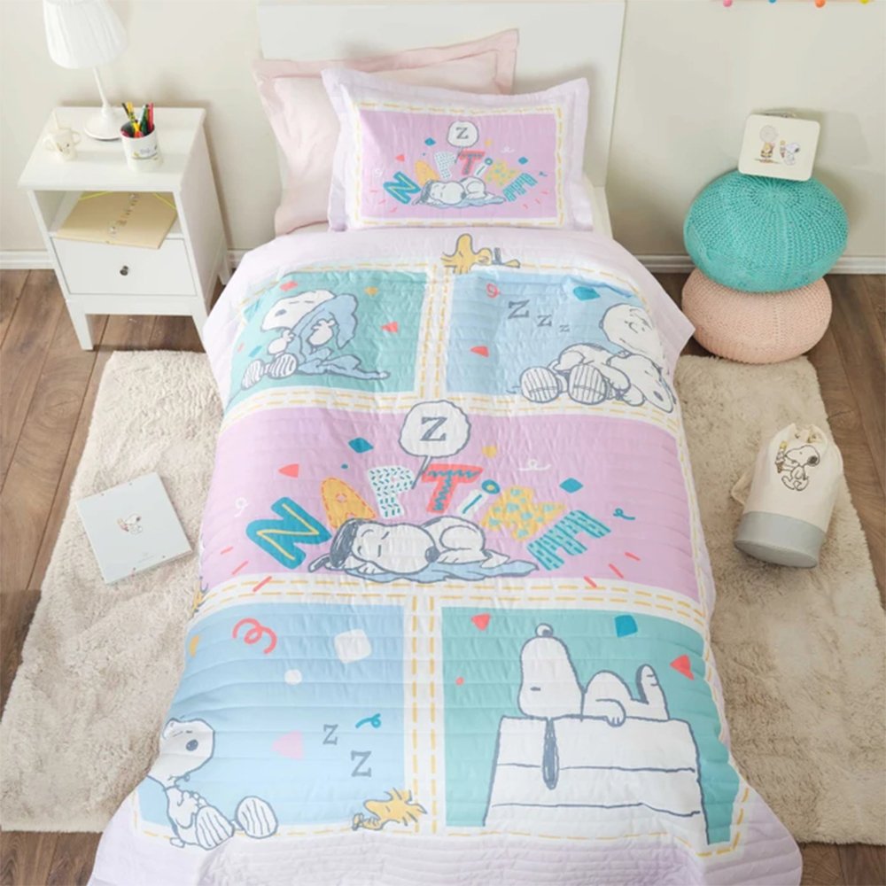 Karaca Home Peanuts Nap Time Single Bedspread Set – Lilac, 203.01.01.0056