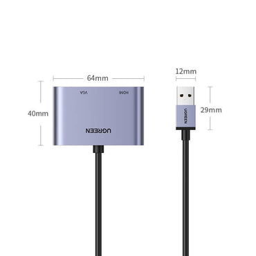Ugreen, Usb 3.0 To Hdmi + Vga Converter, Full Hd