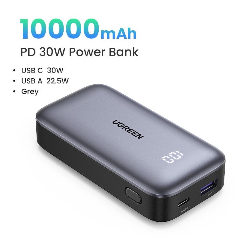 Ugreen, Airline Approved, Dual Port 10000Mah Ultra Slim Quick Charging 30W Power Bank With Digital Display Ugreen Pb502 - 25185