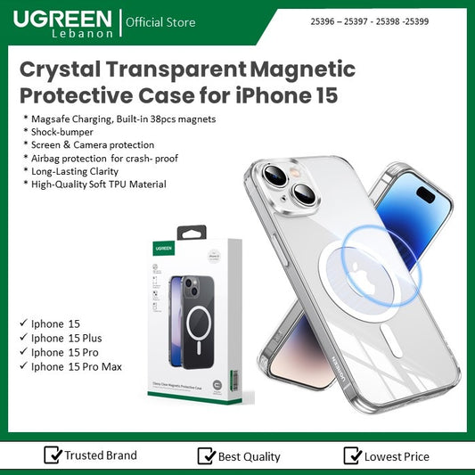 Crystal Transparent Magnetic Protective Case For Iphone 15 Pro Ugreen - 25398