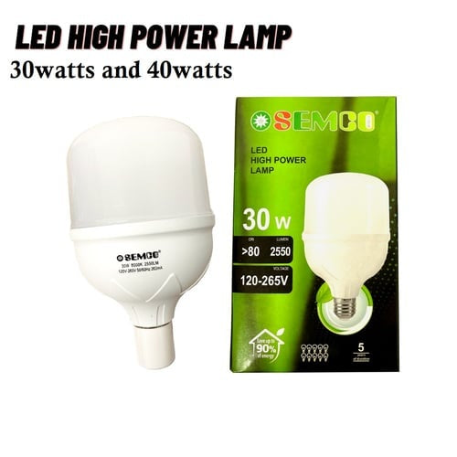 Semco, 30w,Led High Power Lamp, ,2550lm,High Light efficiency,20000Hours Life Time,Wide Range Of Imput Voltage 120v -265v ,E27