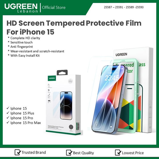 Hd Screen Tempered Protective Film For Iphone 15 Ugreen - 25587