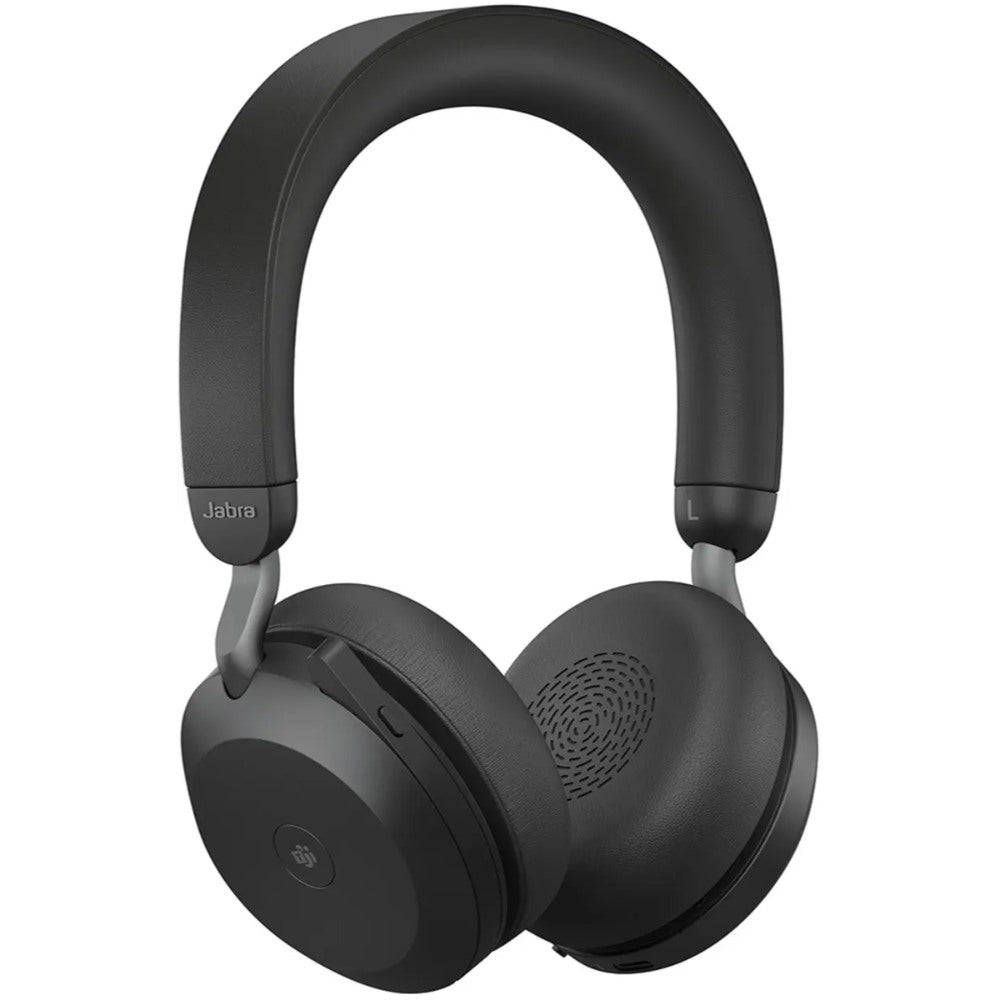 Jabra, Evolve2 75 MS Stereo Black On-Ear Professional wireless PC Headset With Advanced Active Noise Cancellation + Link 380c Wireless Dongle, with 8-Microphone Technology - Dual Foam Stereo Headphones, MS Teams-compatibility