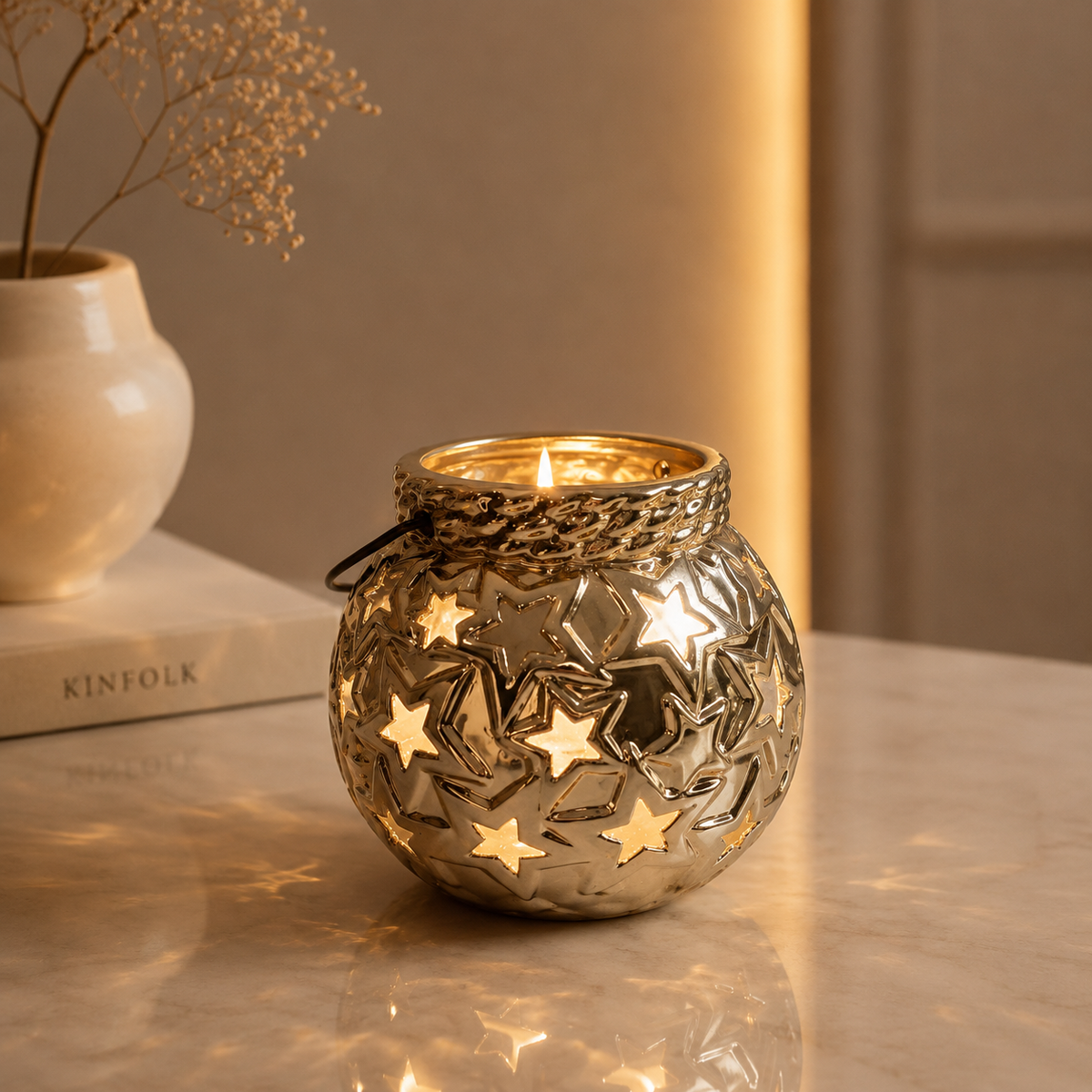 Karaca Home Star Gold Candle Holder 10.5 cm, 300.21.02.0356