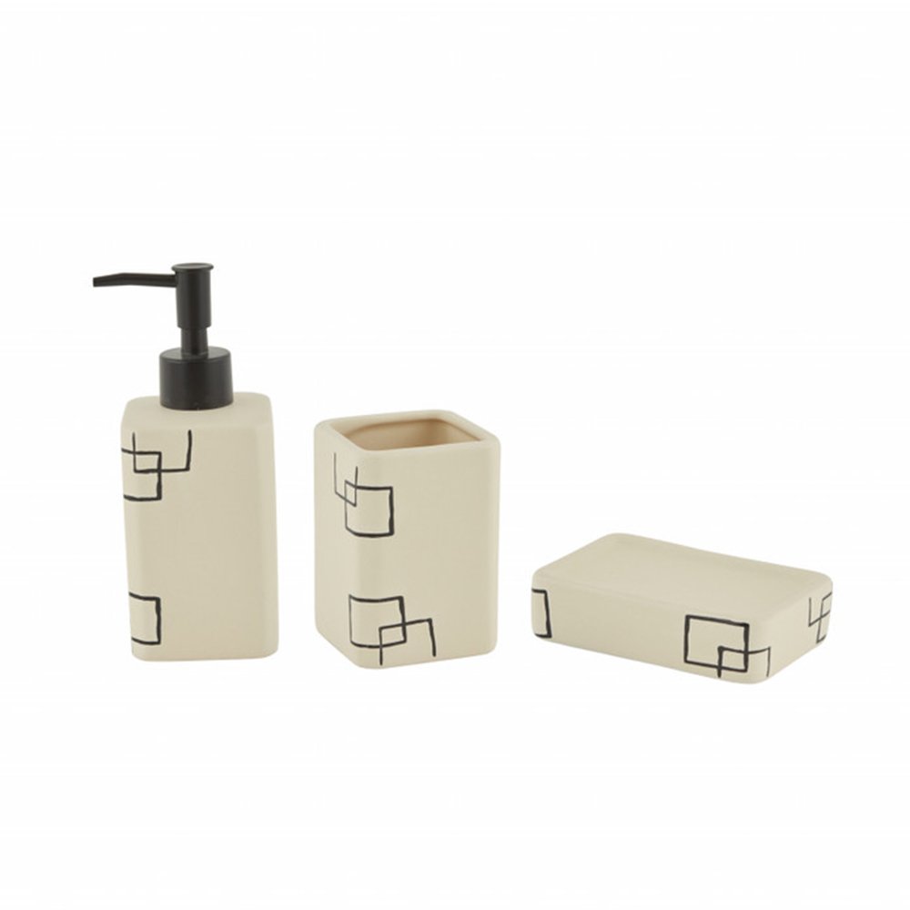 Karaca Home Minimalist Ceramic Bathroom Accessory Set - 3 Piece, 300.23.01.0210