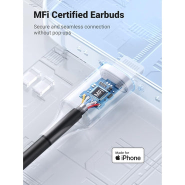 Ugreen, Mfi Certified Lightning Wired Earphones With Microphone, Noise Isolation, Powerful Bass Ugreen Ep103-30631